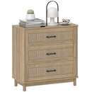 HOMCOM 3 Drawer Chest Of Drawers, Wide Storage Unit For Living Room, Oak