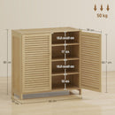 HOMCOM Bamboo Shoe Cabinet with Louvered Doors 14 Pairs Shoe Storage Cabinet