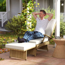 Outsunny Foldable Rattan Garden Recliner Chair w/ Cushion, Footrest