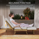 Outsunny Foldable Rattan Garden Recliner Chair w/ Cushion, Footrest