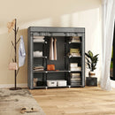 HOMCOM Fabric Wardrobe with 10 Shelves, Foldable Closet Dark Grey