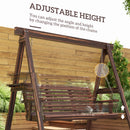 Outsunny 3 Seater Wooden Garden Swing Chair With Side Tables