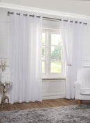 Lined Eyelet Voile Curtain Pair in White