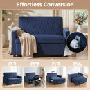 HOMCOM 2 Seater Sofa Bed, 3-in-1 Velvet Pull Out Sleeper Sofa, Dark Blue