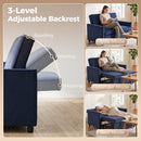 HOMCOM 2 Seater Sofa Bed, 3-in-1 Velvet Pull Out Sleeper Sofa, Dark Blue