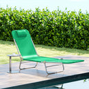 Outsunny Sun Lounger Foldable Reclining Chair with Headrest Dark Green