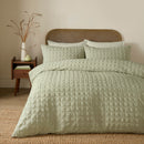Serene Embossed Grid Duvet Cover Set in Green