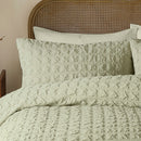 Serene Embossed Grid Duvet Cover Set in Green