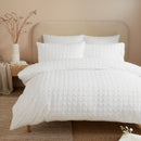 Serene Embossed Grid Duvet Cover Set in White