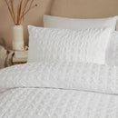 Serene Embossed Grid Duvet Cover Set in White