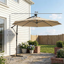 Outsunny 3 M Garden Cantilever Parasol With Solar Light, Rotation, Khaki