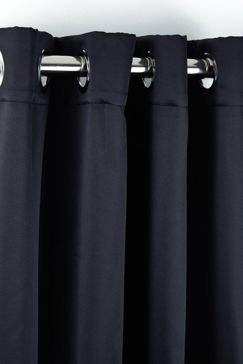 Cali Eyelet - Woven Thermal Blackout Eyelet Curtains in Black