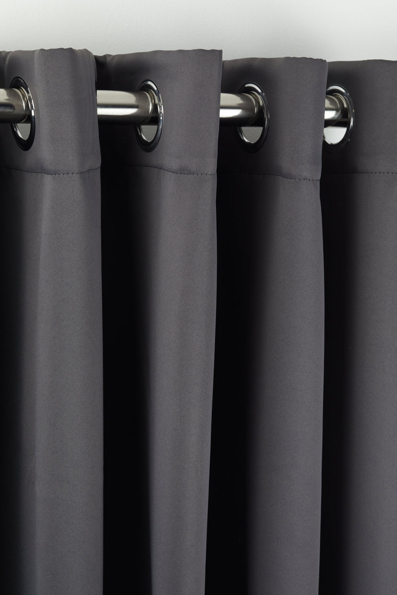 Cali Eyelet - Woven Thermal Blackout Eyelet Curtains in Charcoal
