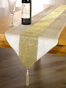 Eclat - Diamante Table Runner in Mink/Gold