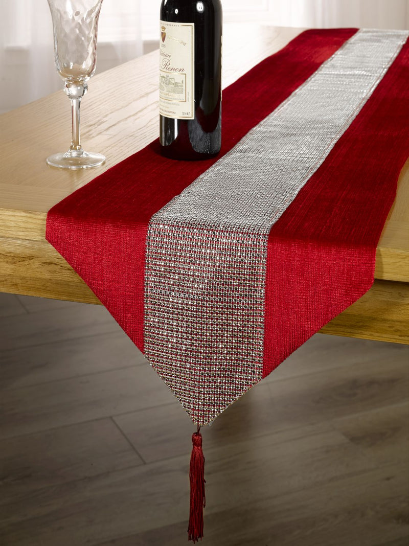 Eclat - Diamante Table Runner in Wine
