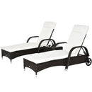 Outsunny Rattan Lounger Set with Side Table - Brown
