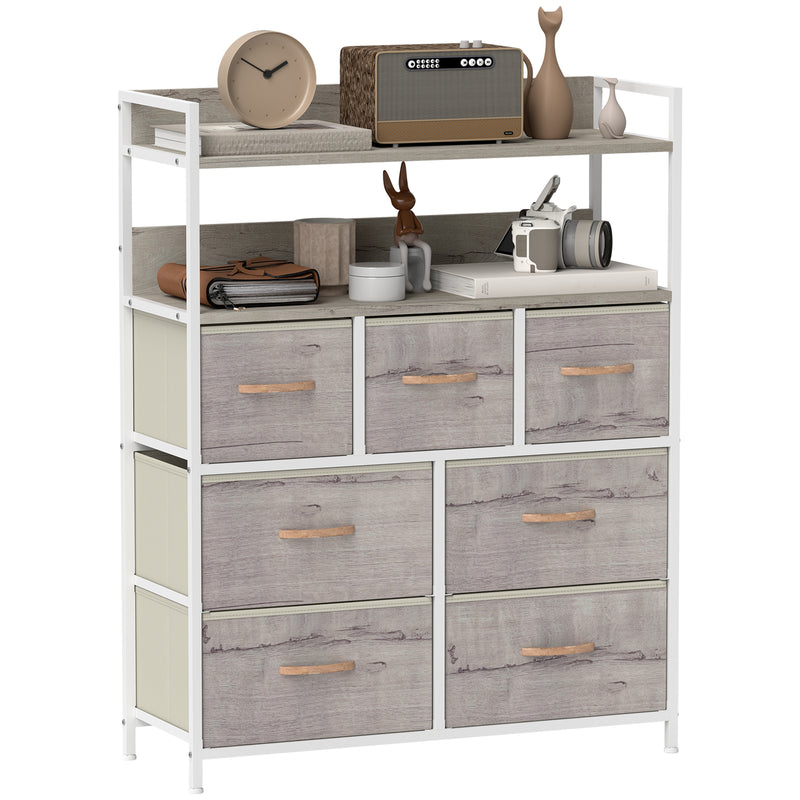 HOMCOM Bedroom Chest of Drawers 7 Drawer Dresser w/ Shelves