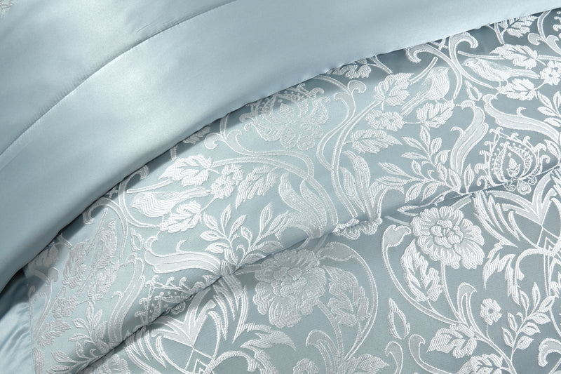 Eden - Embellished Jacquard Quilted Bedspread Set in Duck Egg