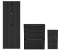 Crosby 3 Piece Bedroom  Pack (Wardrobe, Chest & Bedside) in Black Ash