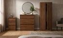 Crosby 3 Piece Bedroom  Pack (Wardrobe, Chest & Bedside) in Carini Walnut