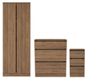 Crosby 3 Piece Bedroom  Pack (Wardrobe, Chest & Bedside) in Carini Walnut