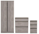 Crosby 3 Piece Bedroom  Pack (Wardrobe, Chest & Bedside) in Grey Oak