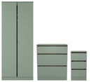 Crosby 3 Piece Bedroom  Pack (Wardrobe, Chest & Bedside) in Reed Green