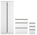 Crosby 3 Piece Bedroom  Pack (Wardrobe, Chest & Bedside) in White Matt