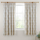 D & D Edena Decorative Floral Pencil Pleat Curtains in Natural