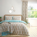 D & D Edena Decorative Floral Pencil Pleat Curtains in Natural