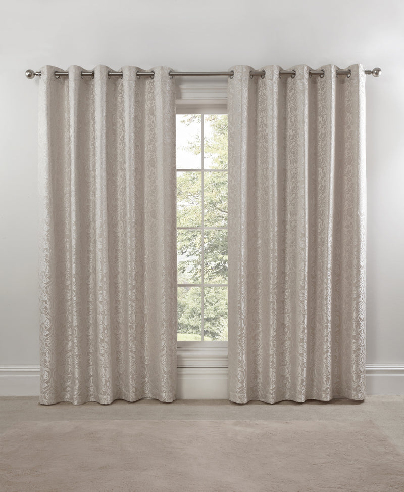 Eden - Lined Eyelet Jacquard Curtains in Cream