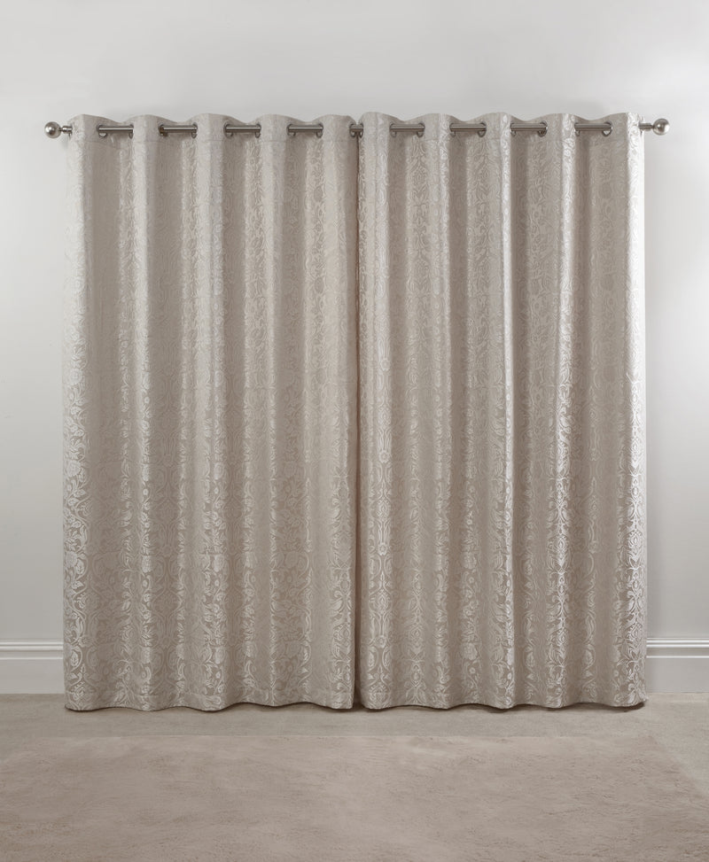 Eden - Lined Eyelet Jacquard Curtains in Cream