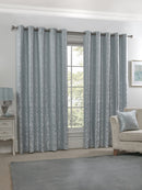 Eden - Lined Eyelet Jacquard Curtains in Duck Egg