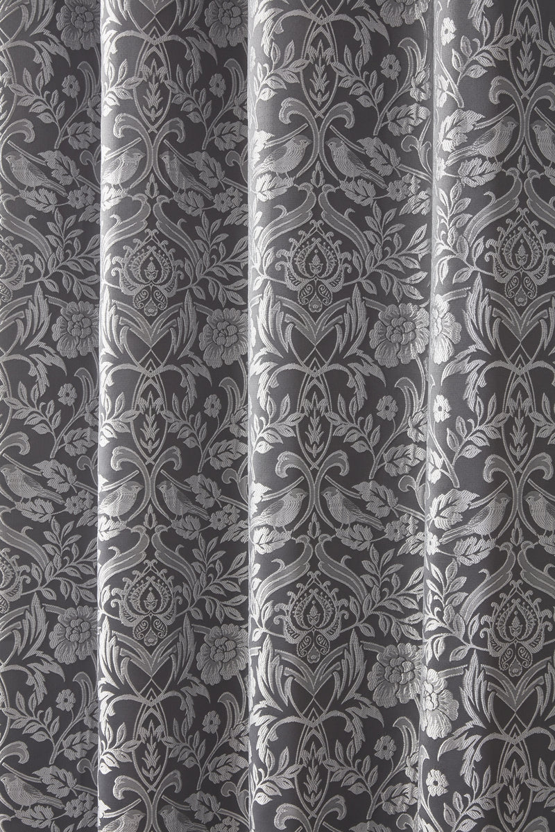 Eden - Lined Eyelet Jacquard Curtains in Silver