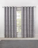 Eden - Lined Eyelet Jacquard Curtains in Silver
