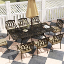 Outsunny 9 Pieces Cast Aluminium Garden Dining Set With Parasol Hole, Bronze