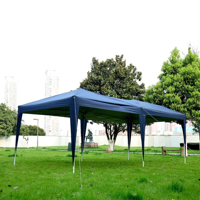 Outsunny 3 x 6m Garden Pop Up Gazebo Height Adjustable Marquee Party Tent Wedding Water Resistant Awning Canopy With free Storage Bag Blue 671 global ratings