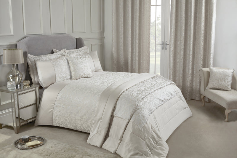 Eden - Lined Eyelet Jacquard Curtains in Cream
