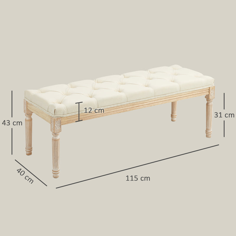 HOMCOM End of Bed Bench Tufted Upholstered Foot Stool