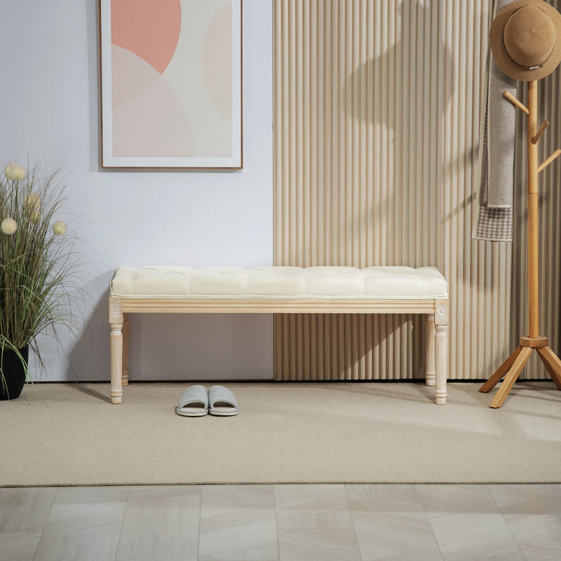 HOMCOM End of Bed Bench Tufted Upholstered Foot Stool