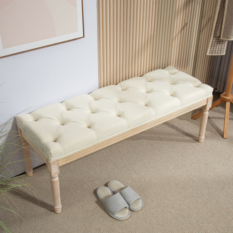 HOMCOM End of Bed Bench Tufted Upholstered Foot Stool