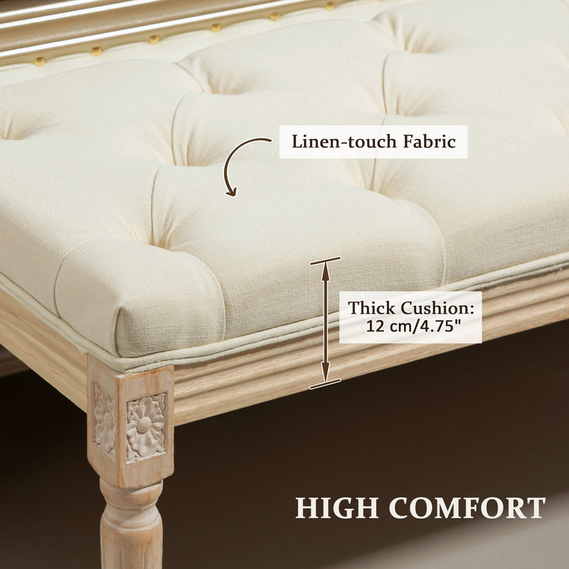 HOMCOM End of Bed Bench Tufted Upholstered Foot Stool