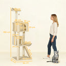 PawHut Cat Tree Tower With Sisal Scratching Posts, Condos, Beige