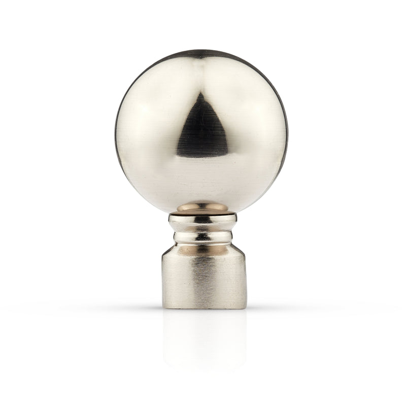 Ball - Pair of Holdaback Tiebacks with End Finials in Brushed Silver