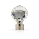 Crystal - Extendable Curtain Pole with Pair of End Finials in Brushed Silver