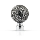 Cut Glass - Chrome Extendable Curtain Pole with Rings and Pair of End Finials