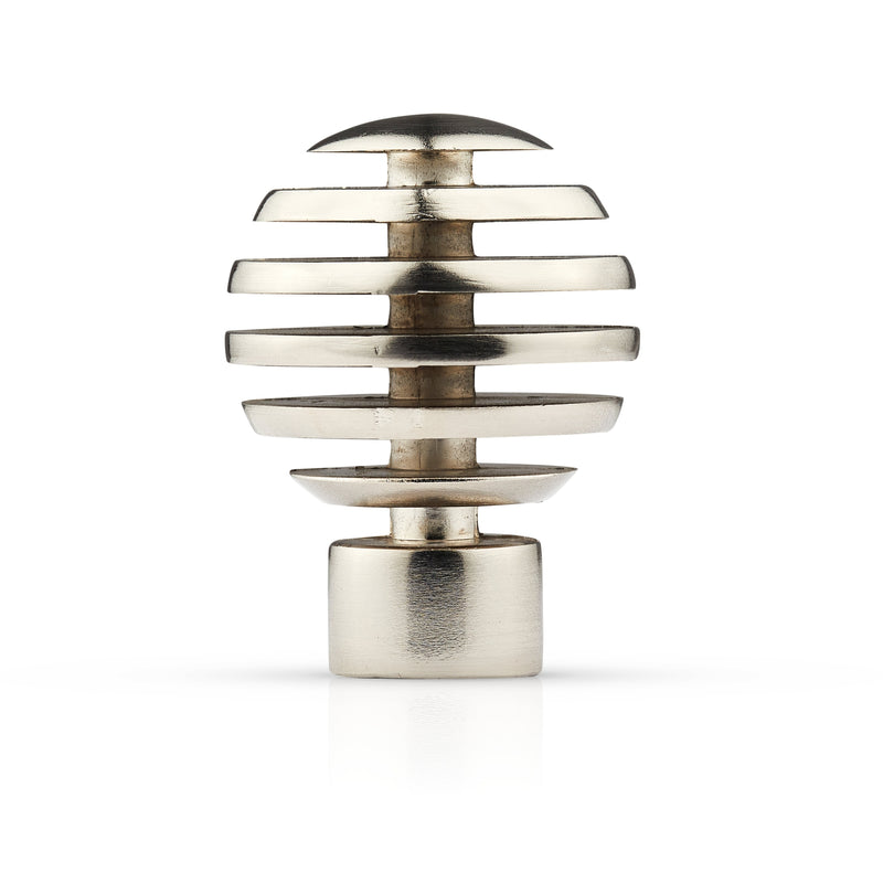 Metal Sliced - Pair of Holdaback Tiebacks with End Finials in Brushed Silver