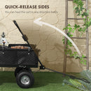 Outsunny Garden Cart With Removable Liner, Quick-Release Sides