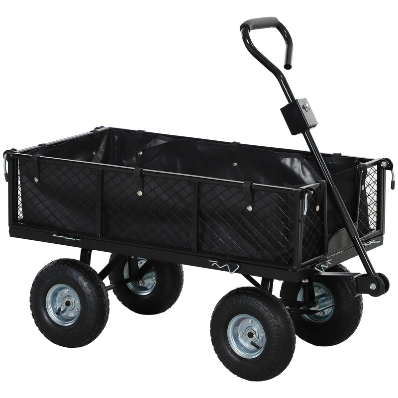 Outsunny Garden Cart With Removable Liner, Quick-Release Sides