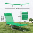 Outsunny 2 Pieces Sun Loungers Foldable Reclining Chair, Dark Green